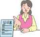 証明書を差し出す女性のイラスト